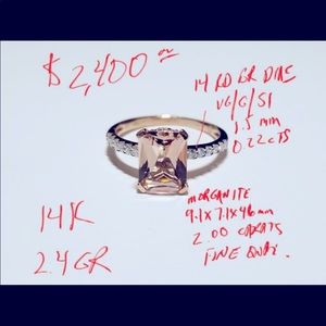 Morganite and Diamond Ring, rose gold band
